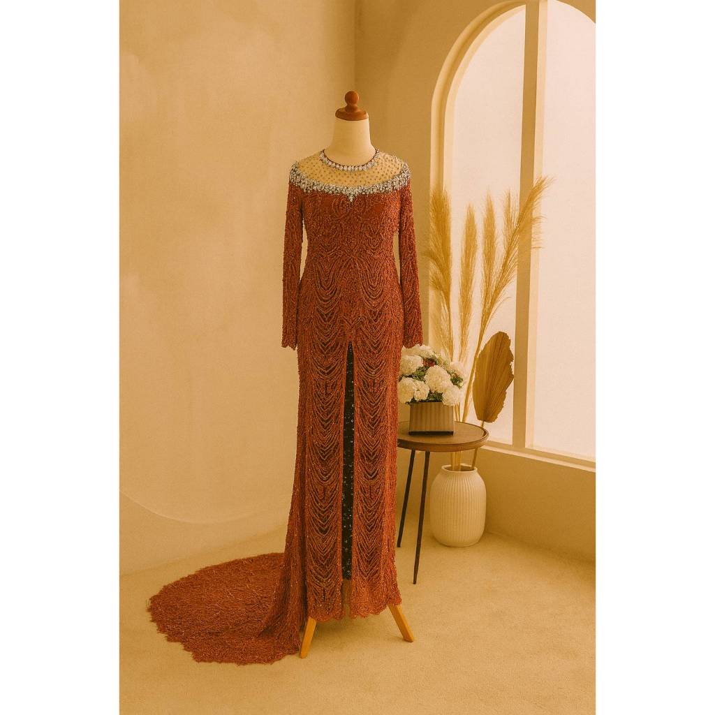 Kebaya Nikah | Kebaya Wedding | Kebaya Akad Premium Terracotta | Kebaya pengantin modern | Kebaya pe
