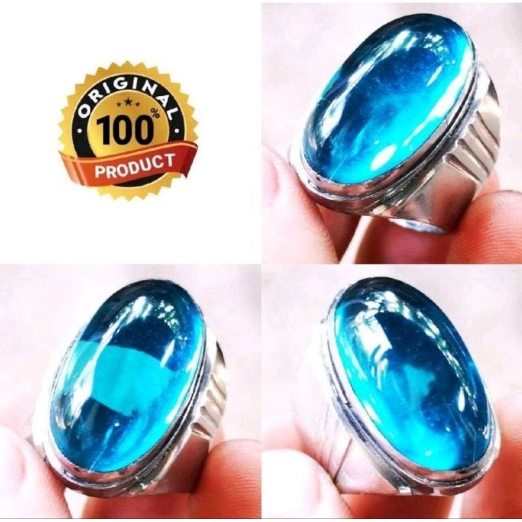 cincin batu permata blue cyclop model pandan-perhiasan wanita (ring monel) ring-6