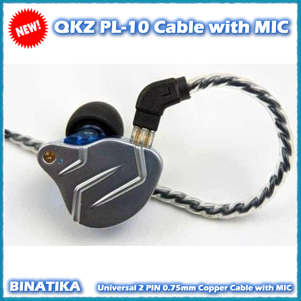 QKZ PL-10 Universal 2 PIN 0.75mm Copper Cable with MIC
