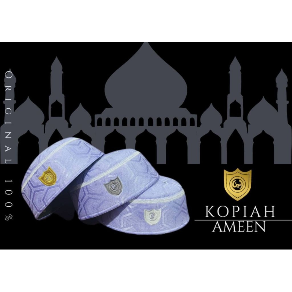 NEW ORIGINAL  AMEEN PECI IMPORT PREMIUM MOTIF PUTIH KOTAK KOPIAH MALAYSIA