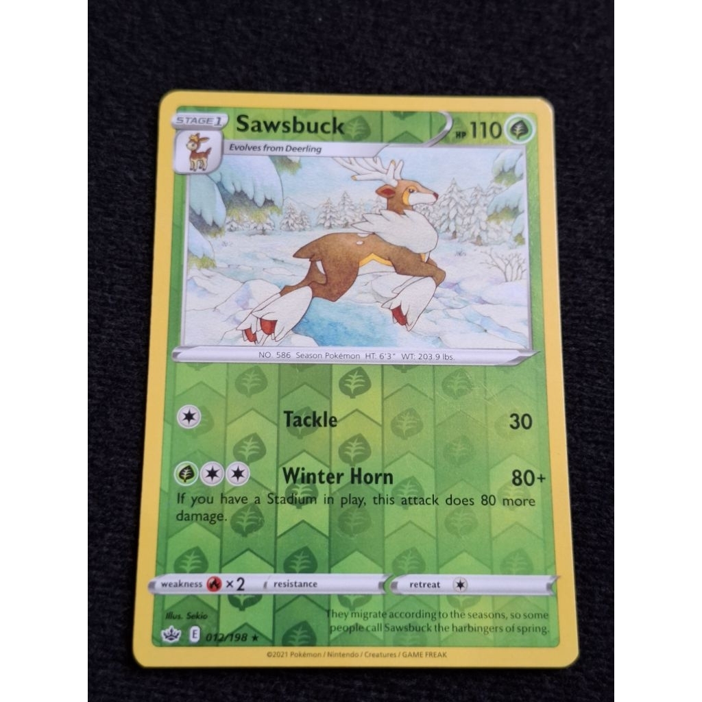 kartu pokemon original holo reverse Sawsbuck E 012/198