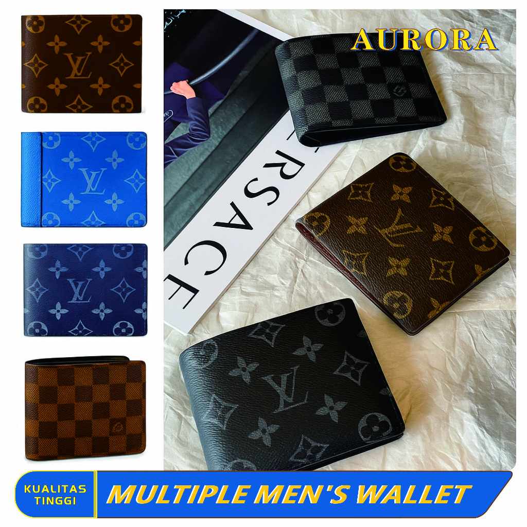 100% Autentik MULTIPLE Dompet Pria Pendek Tempat Kartu & Dompet Koin M60895