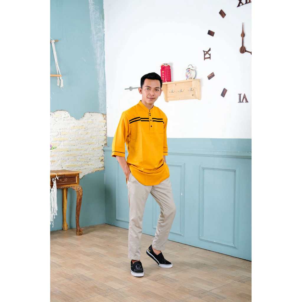Baju koko kurta pakistan warna kuning
