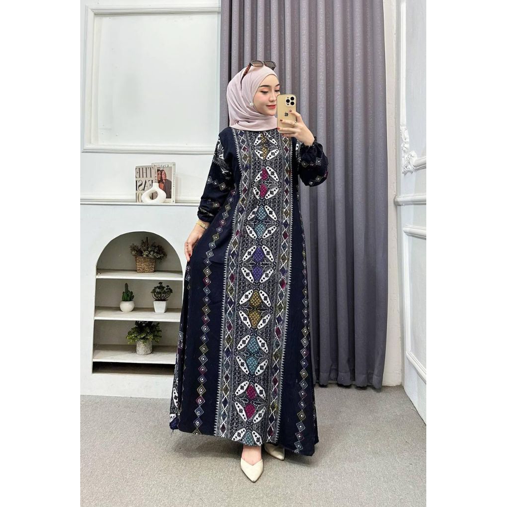 Gamis Aurora Gamis Rayon Batik Gamis Rayon Santai Elegan Daily Nyaman
