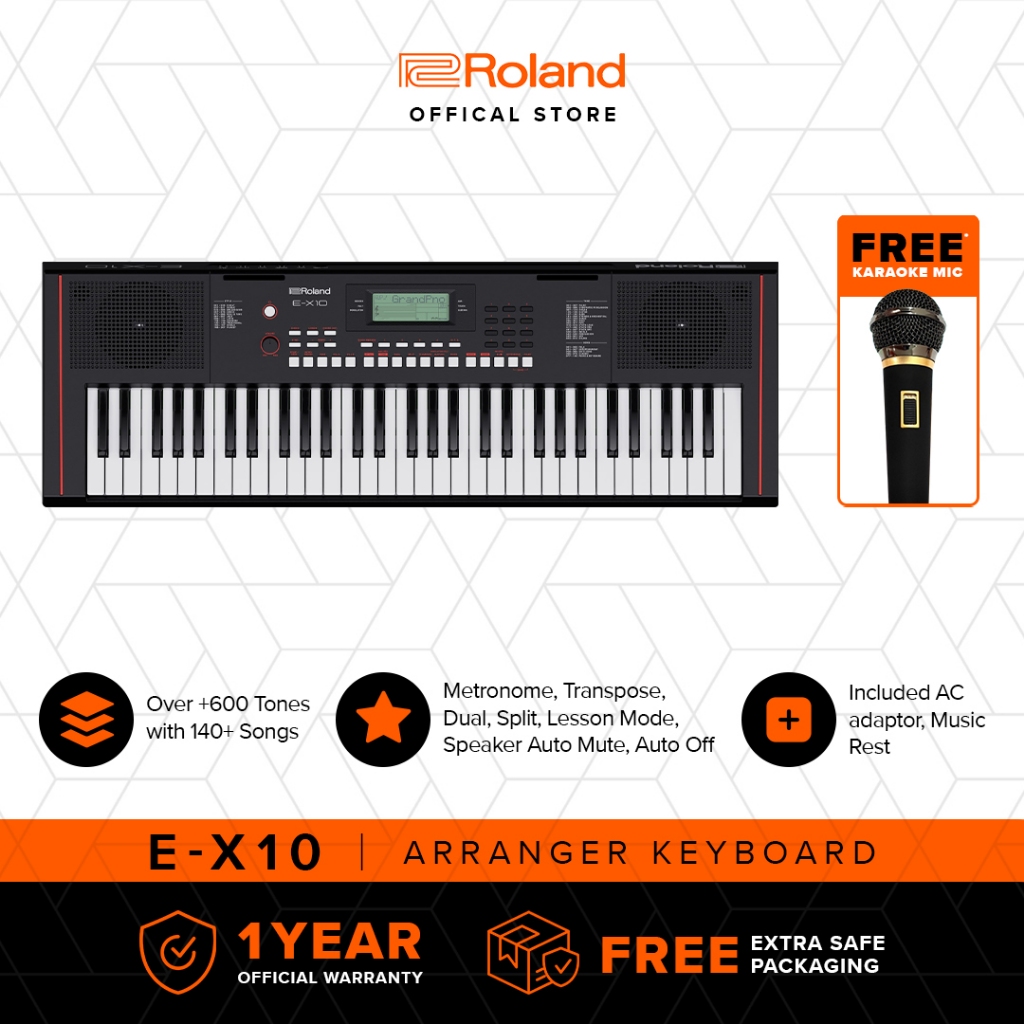Roland E-X10 Arranger Keyboard 61 Keys | Keyboard Pemula Free Microphone