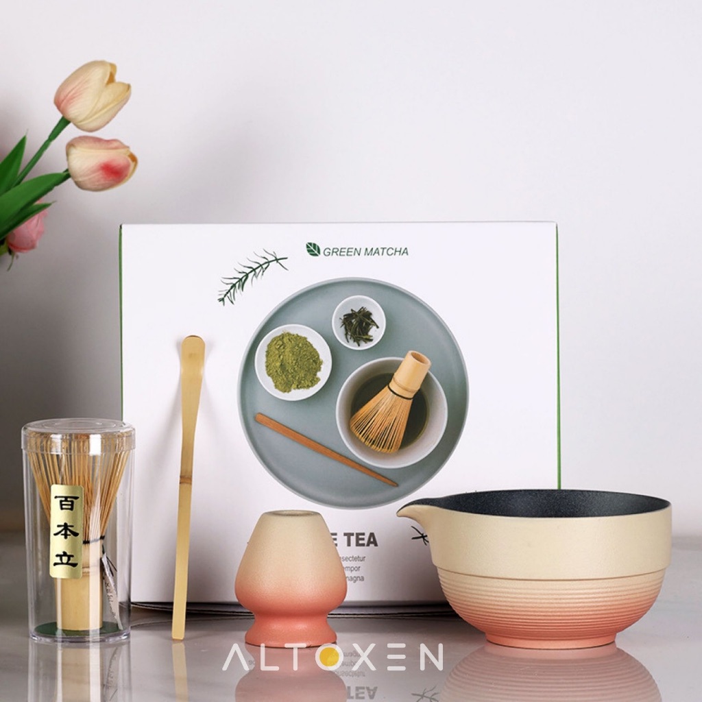 Set Matcha Jepang Premium Set 4pcs Ceramic Japanese Matcha Tea Set Alat Matcha  Chawan Mangkuk Keram