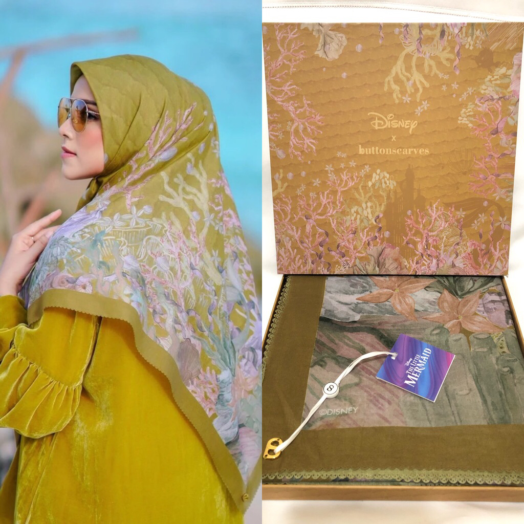 Buttonscarves XL x Disney The Little Mermaid 1.0 Series in Mustard