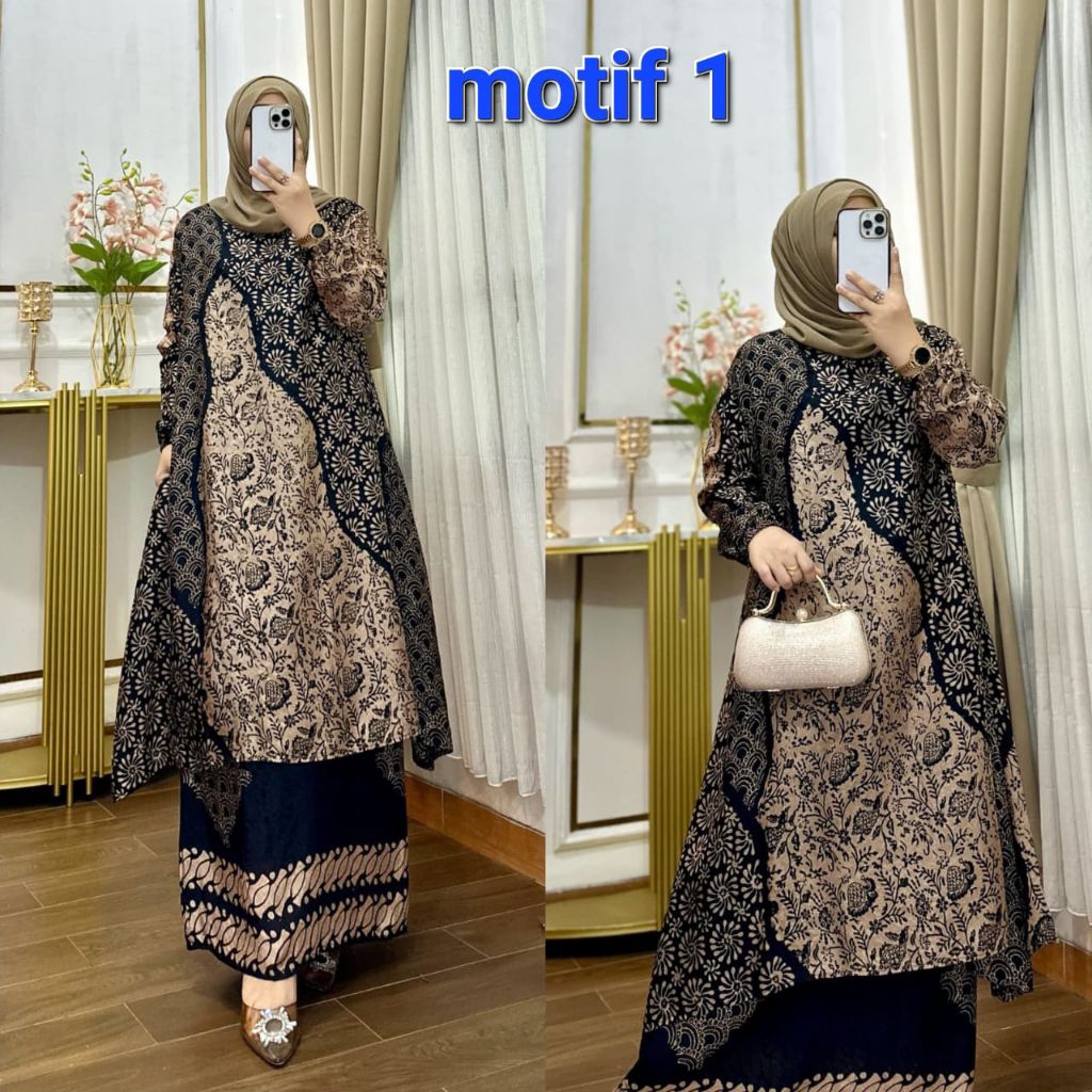 Set rok tunik batik sutra dobby premium set kondangan