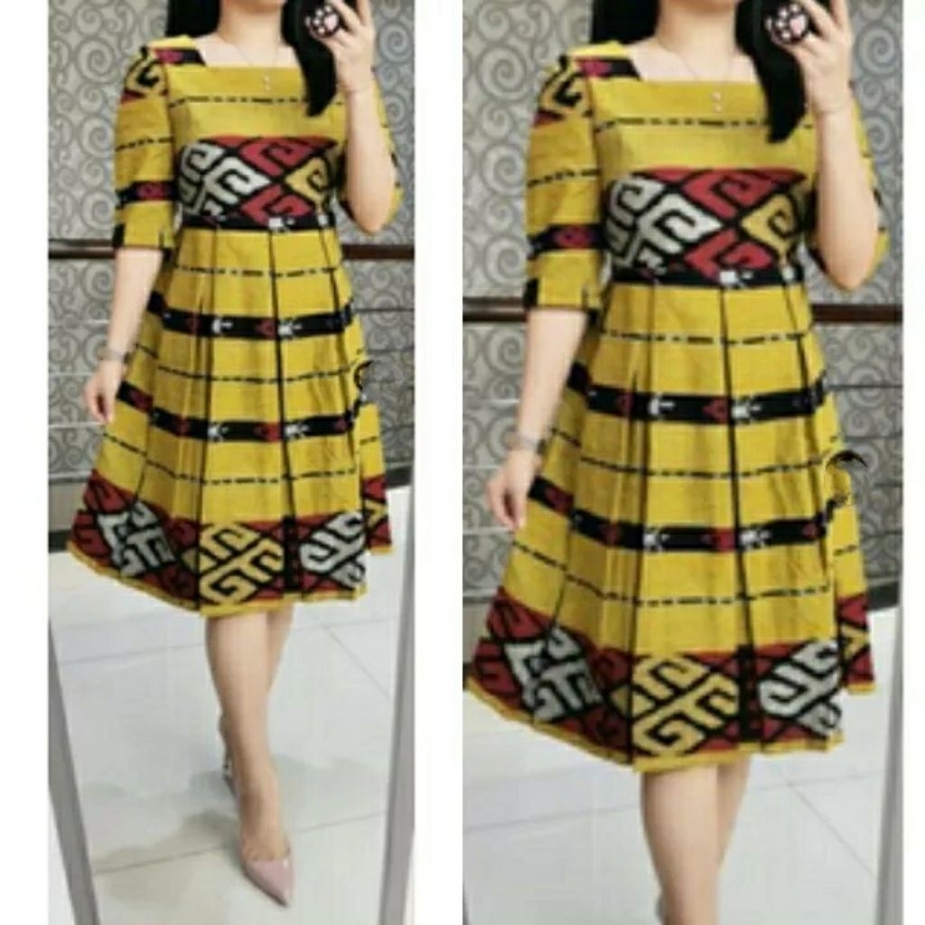 Dress tenun wiru,dress tenun motif toraja