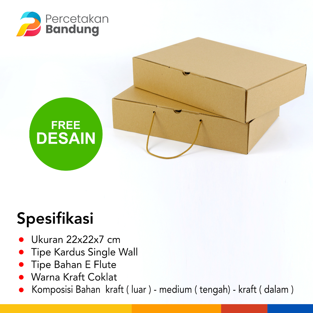 Box Catering 22x22x7 CM Sekat | Dus Nasi Sekat Kuncian Depan | Kardus Corrugated Sekat Tanpa / Denga