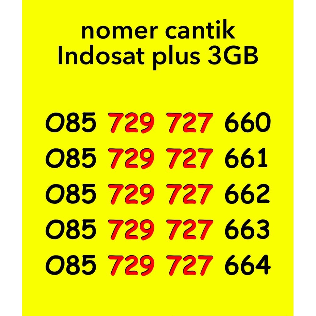 nomer Indosat Ooredoo 729 729 4G LTE 5G Mudah dihafal sudah include kuota 3GB