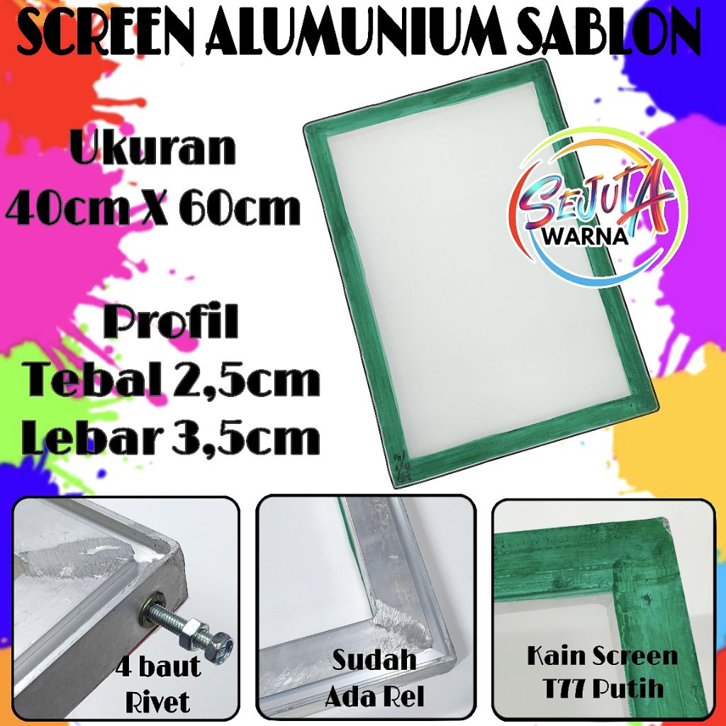 SCREEN ALUMUNIUM REL UD 40X60 T77 KAIN SCREEN PUTIH