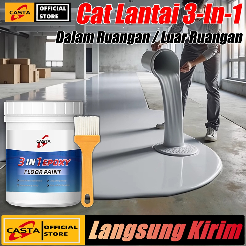 CASTA Cat Lantai Epoxy 3 In 1, Tahan Aus dan Tahan Air, Cat Lantai Semen (1KG)