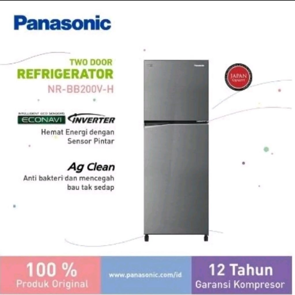 Kulkas Panasonic NR-BB200V-H | 2 pintu BB200 VH door NRBB200VH BB200VH