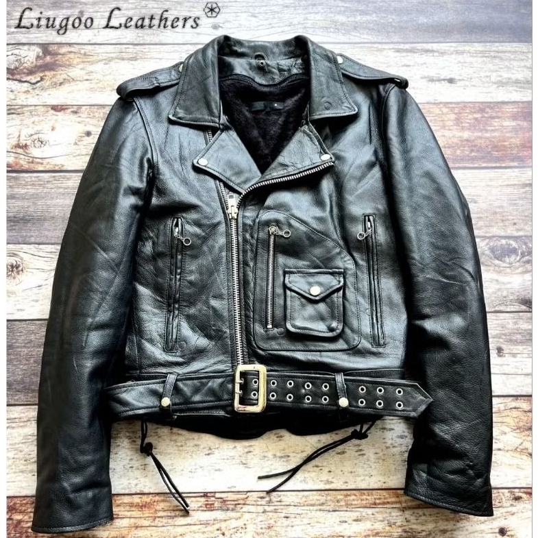 NWOT Liugoo Leathers Rider Ramones D Pocket Jacket X Jaket Kulit Biker Schott Perfecto Vanson Aero L