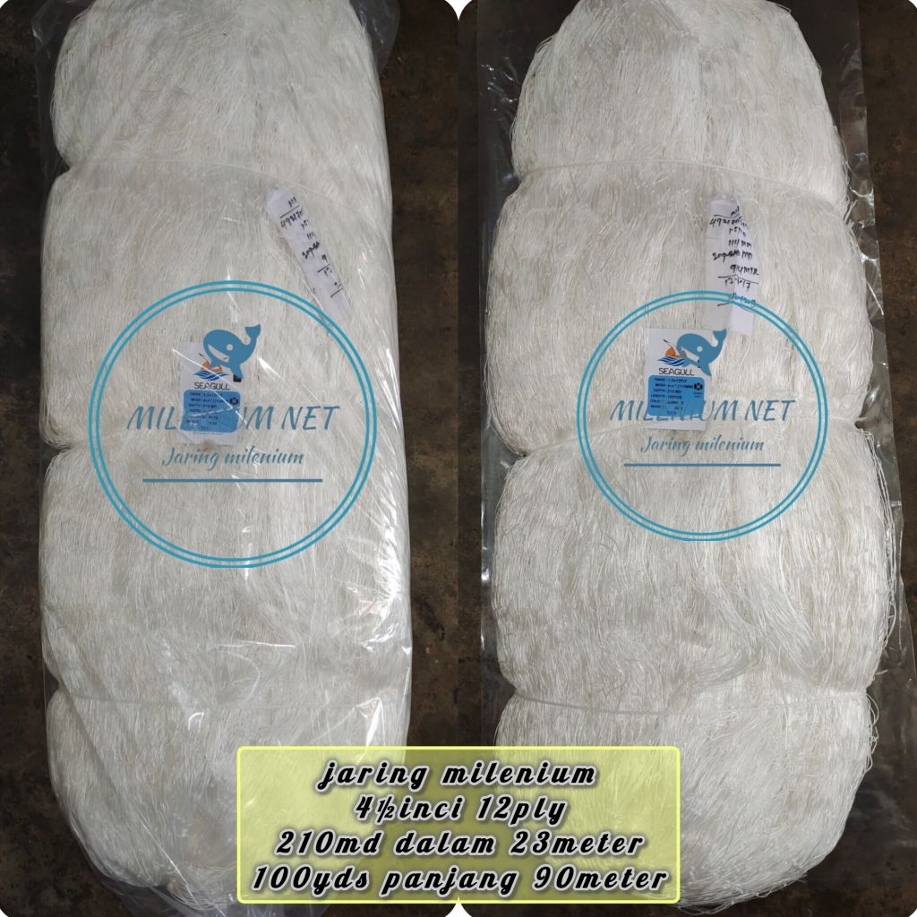 jaring milenium /jaring ply/jaring milenium 4½inci 12ply 210md 100yds tate lebar 23meter panjang 90m