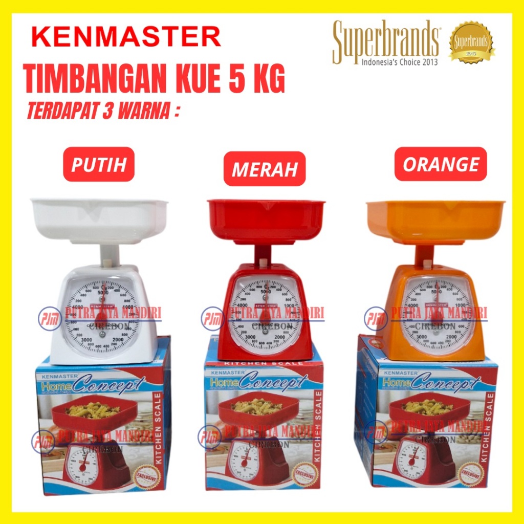 Kenmaster Timbangan Duduk 5 Kilo Jarum Kue Snack Warna Putih Orange Merah