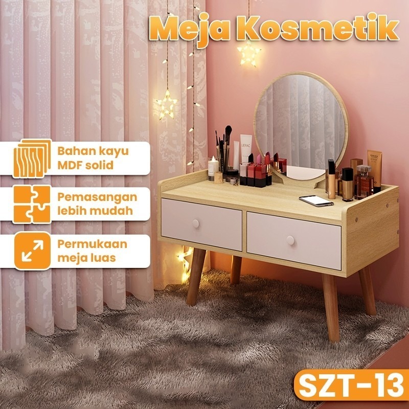 Cermin Cosmetic - Meja Rias Aesthetic - Cermin Rias Minimalis untuk Makeup & Skincare