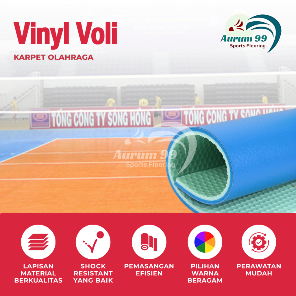 Karpet Vinyl Voli - Vinyl Lapangan Olahraga | Karpet Lapangan Voli