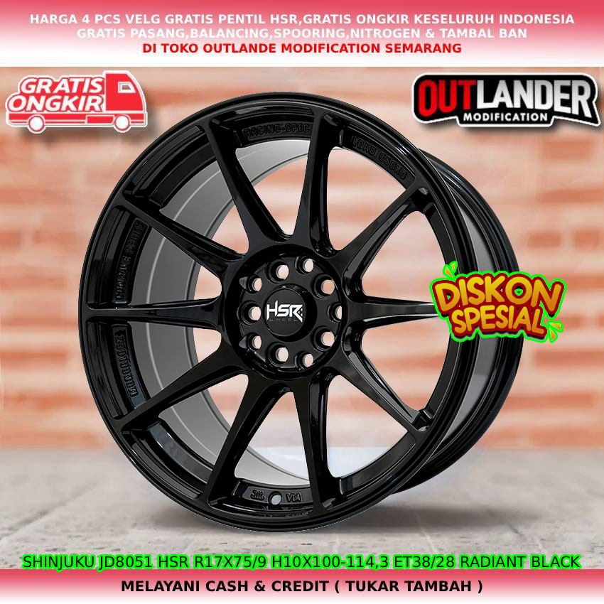 Velg ring17 velg lebar 75/9 Et 38/28 untuk mobil Terios| Ertiga| XL7| SX4 dll hsr shinjuku R17