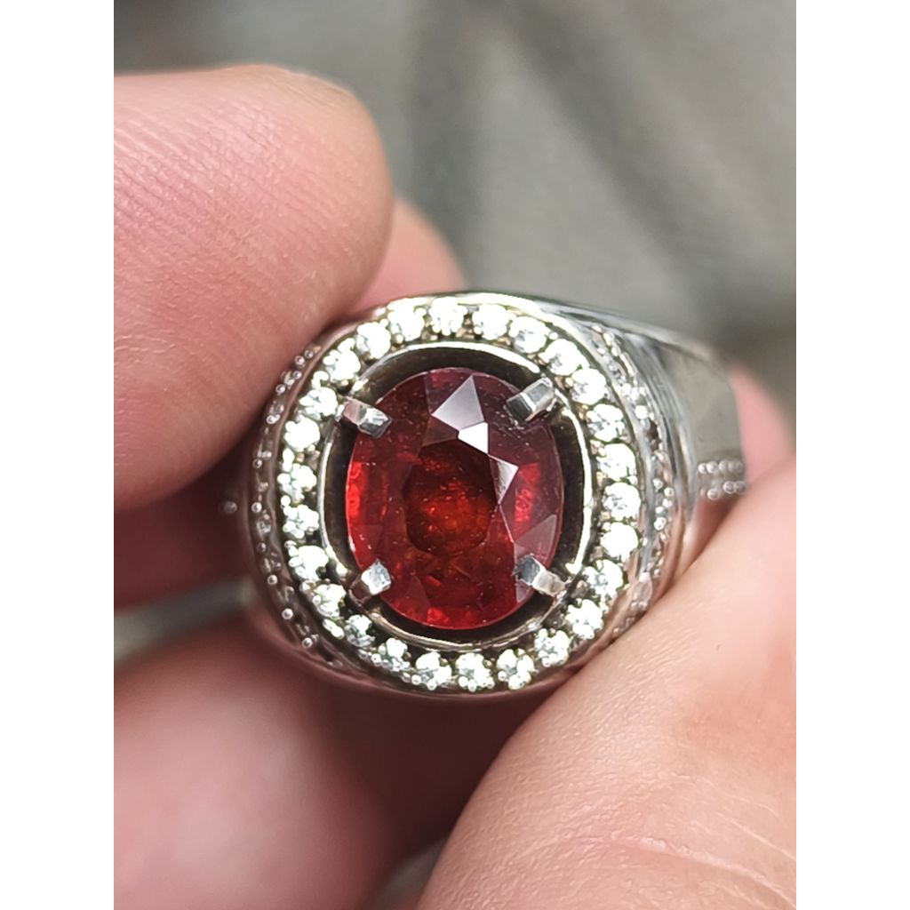 batu spessartite garnet 3.26 crat ring perak memo MRI