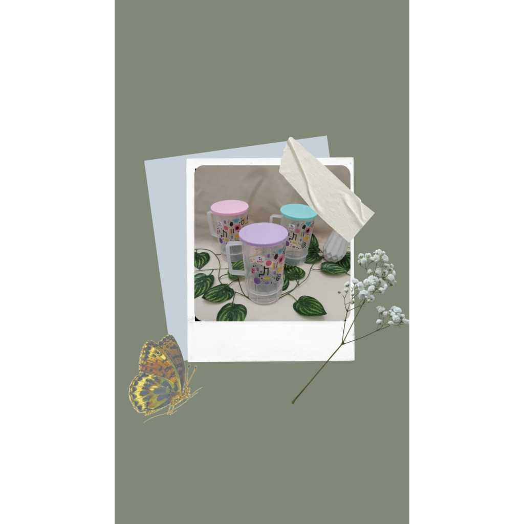 Cangkir jumbo bygy/cangkir tutup plastik/gelas tutup bening