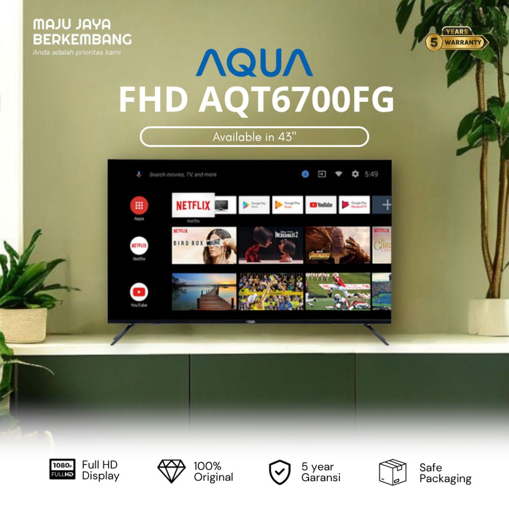 AQUA 43AQT6700FG / LE43AQT6700FG FHD Android Tv 43 Inch 6700fg