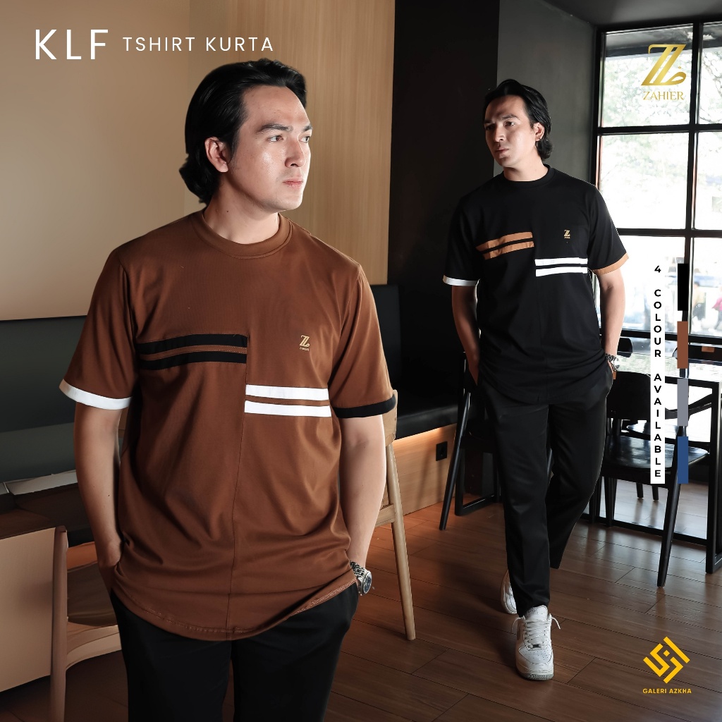 ZAHIER Kaos Kurta Pria Original Cotton Combed 24s Premium KLF Tshirt Pria Dewasa Longline
