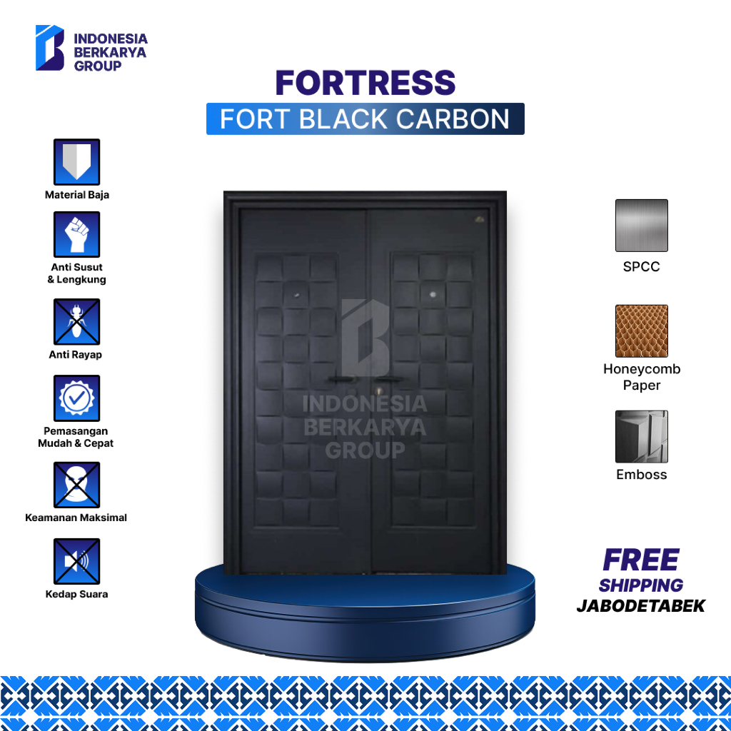 Pintu Baja Fortress Fort Double Door Black Carbon