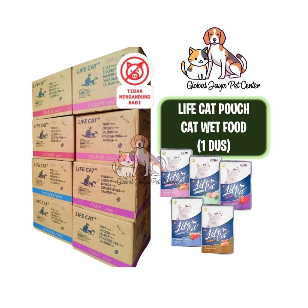Life cat Pouch Wet Food 1 dus / 24 Sachet Makanan Kucing Basah