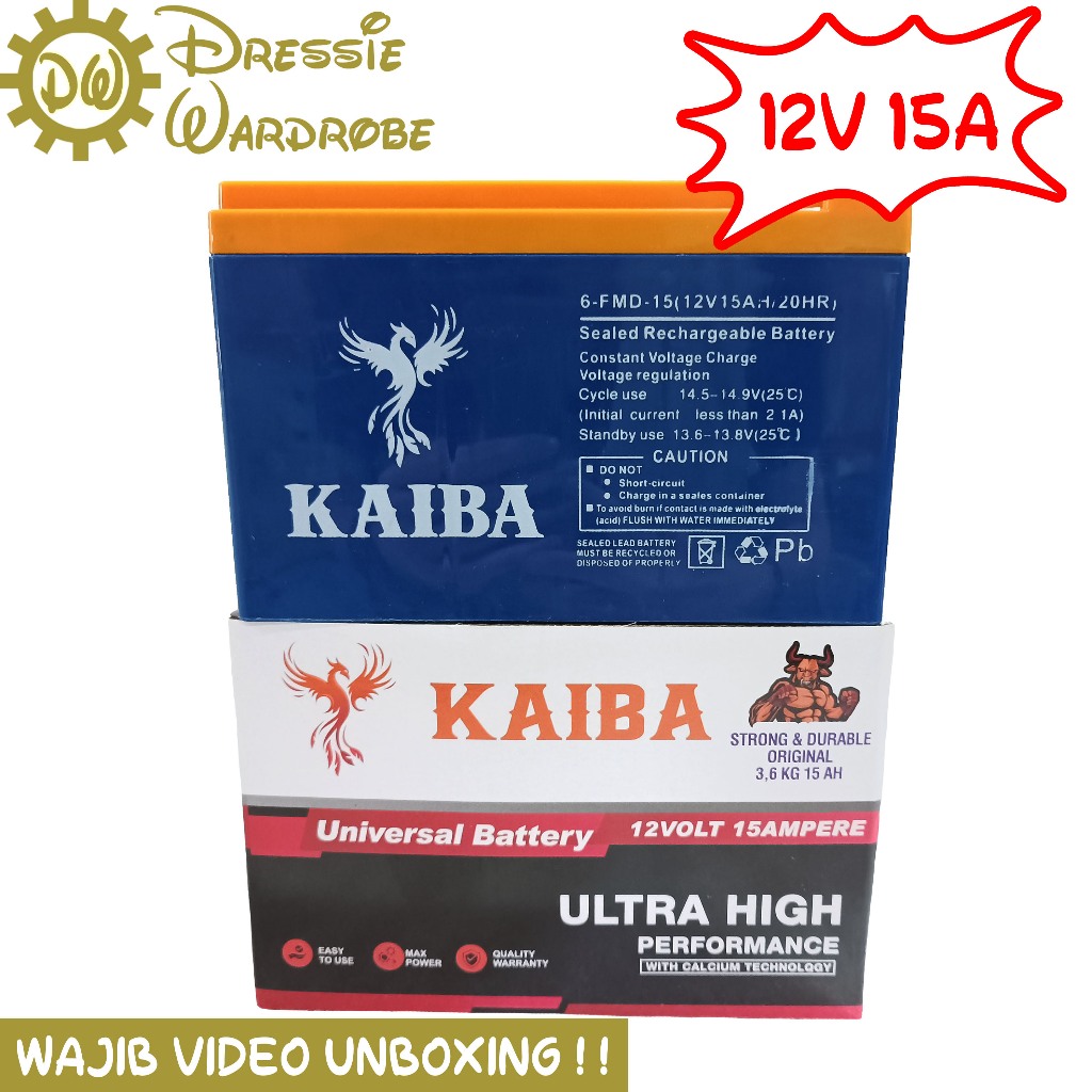 Aki Accu Baterai Battery Kering E-Bike Sepeda Motor Listrik Amplifier Pompa DC Sprayer 12V 15 AH Aki