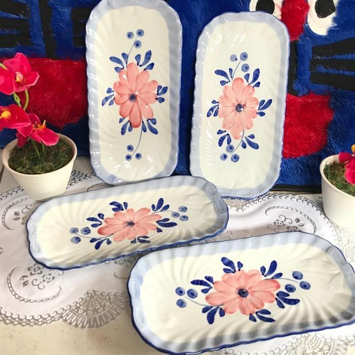 PIRING PITA KERAMIK BUNGA PINK / PIRING KUE KERAMIK / PIRING KERAMIK IMPORT