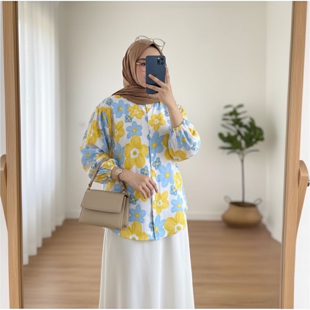 BANDA STYLE -   HAVEL BUNGA KEMEJA RAYON JUMBO L XL // KEMEJA KANCING // KEMEJA MOTIF // KEMEJA JUMB