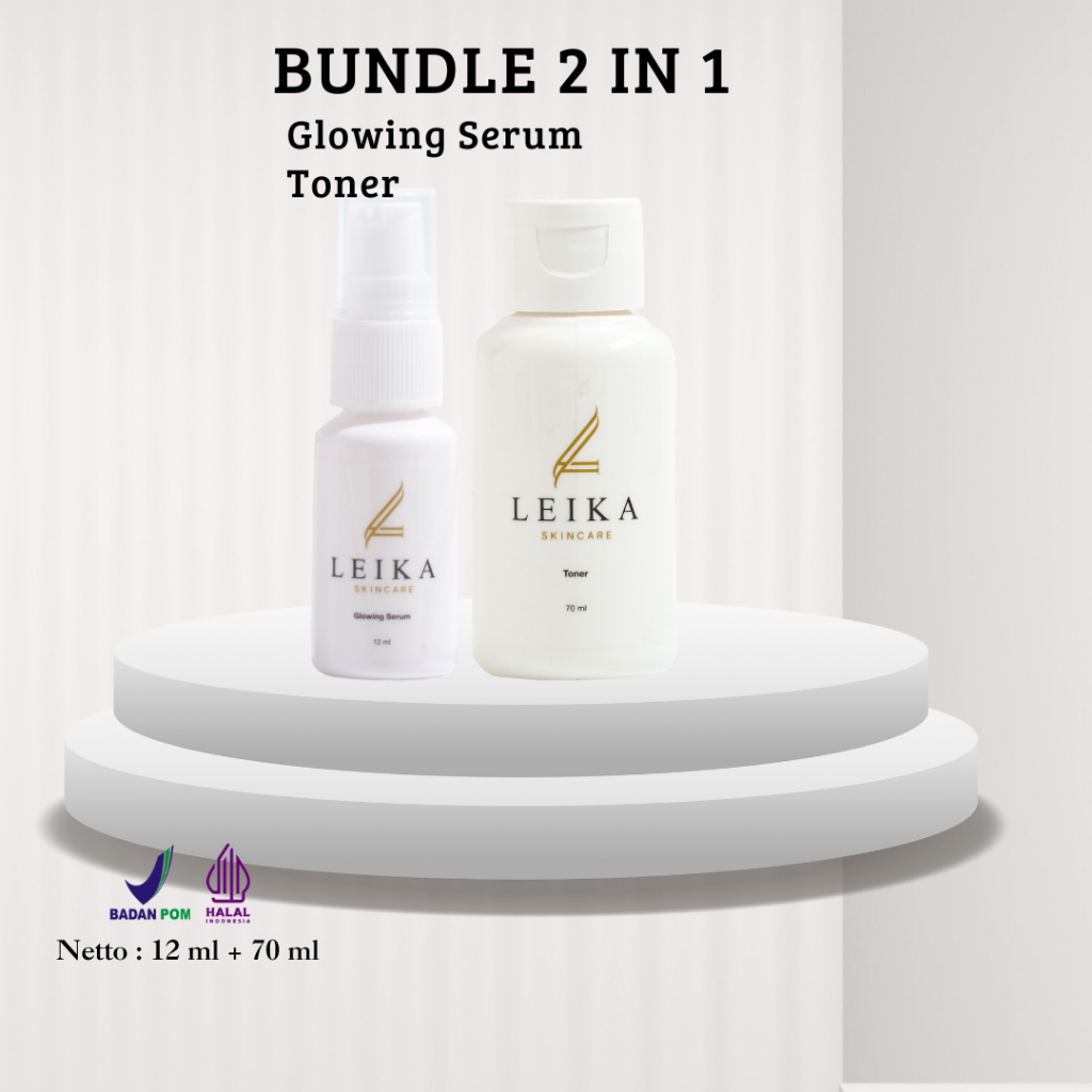 LEIKA SKINCARE Bundle 2 in1 Glowing Serum Penghilang Flek Membandel dan Toner Mata Panda BPOM Halal