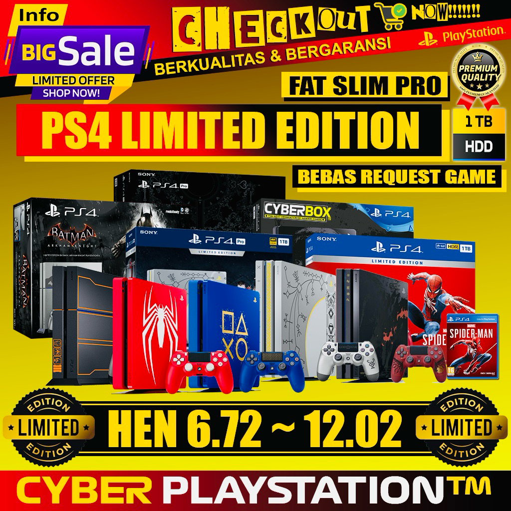 PS4 FAT/SLIM/PRO LIMITED EDITION HEN 6.72/9.00/11.00/12.02 | HDD 1TB | FULL GAME | GARANSI
