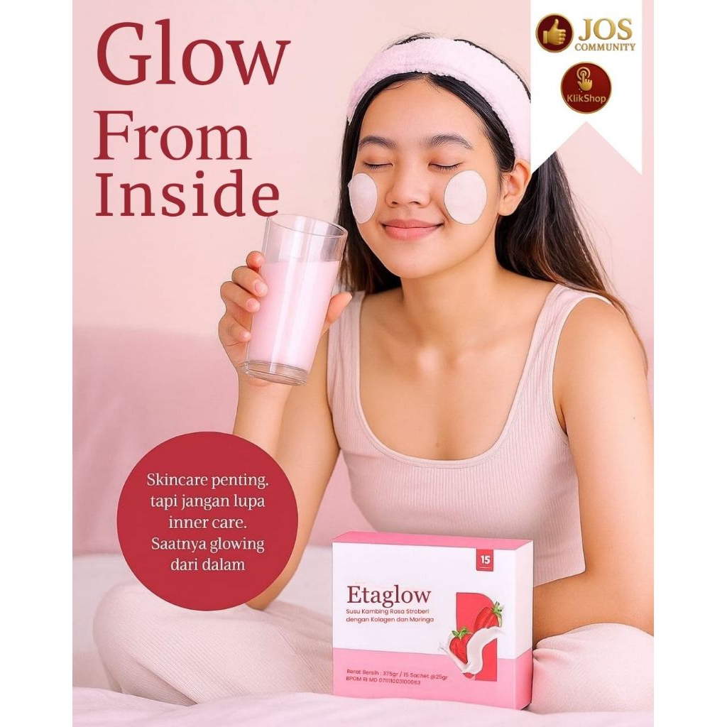 SUSU KAMBING ETAGLOW RASA STROWBERY EXSTRA KOLAGEN DAN MORINGA 1BOX isi 15pcs