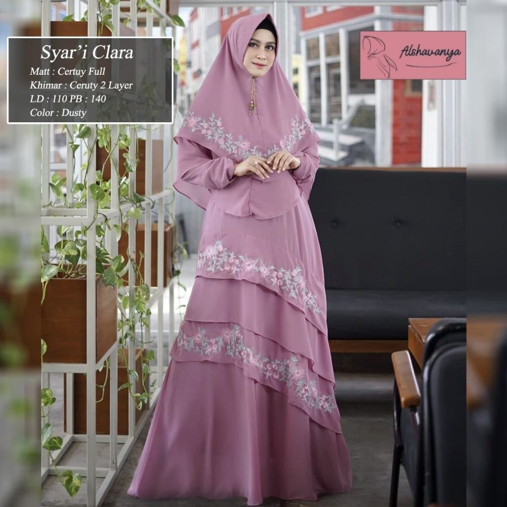 Clara Syar'i Bordir by Alshavanya Gamis Bordir Premium Gamis Bordir Mewah Gamis bordir Murah Gamis B