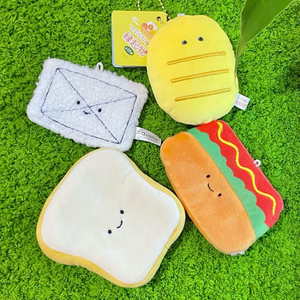 QUALIA YELL dompet roti hotdog serbet jimat emas keychain bag charm