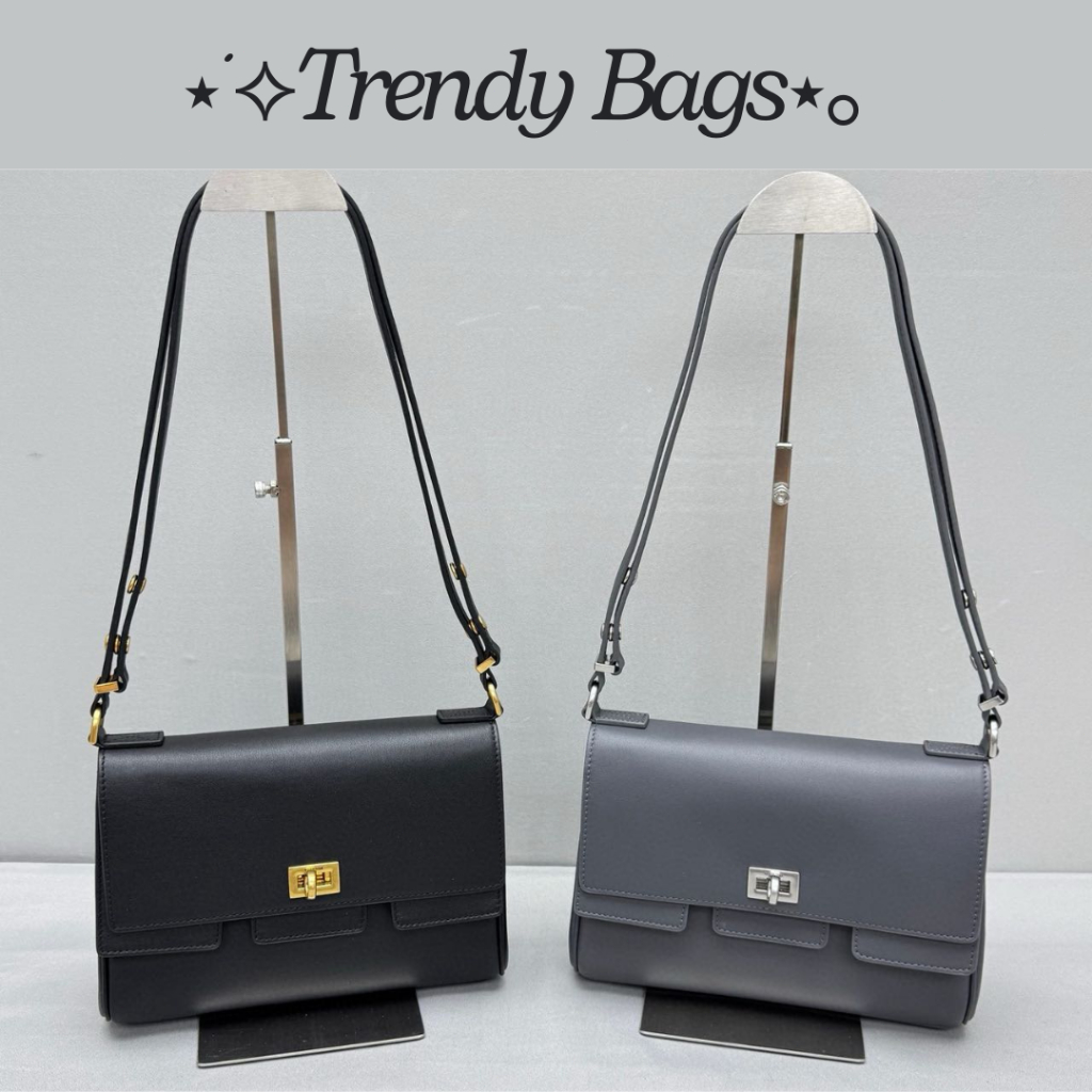 Pre Order Tas Bahu Wanita Kulit Asli Abu Abu Desain Kotak Elegan Simple dengan Tali Panjang Multifun