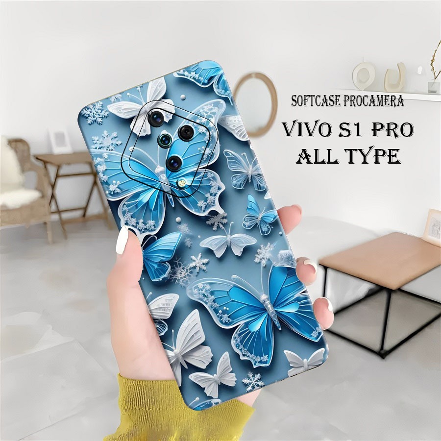 Kesing Hp Vivo S1 PRO / Vivo S1 Terbaru - Case Pro Camera Lentur Fashion Case Silikon Tpu Motif Kupu