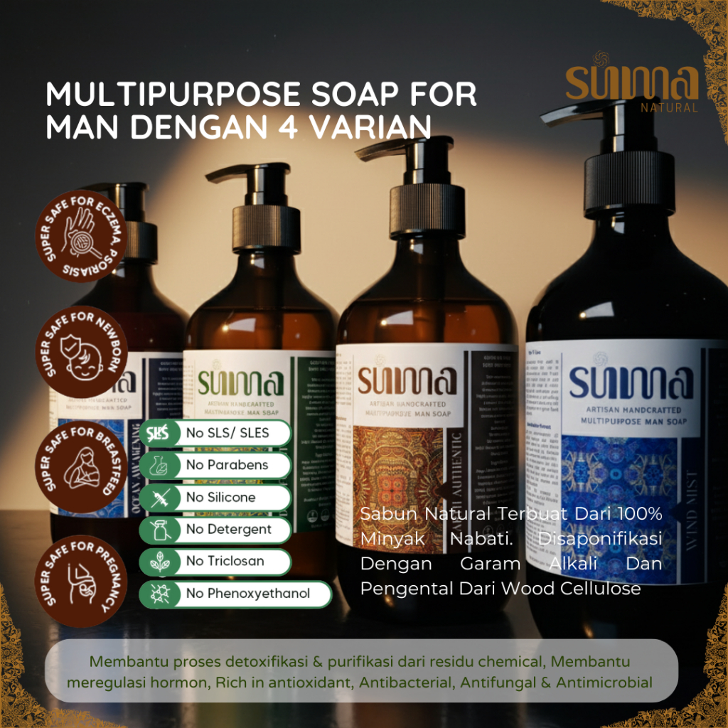 Suma Natural Multipurpose Soap Man | Sabun Jerawat Punggung, Eczema, Eksim, Psoriasis & Sensitif