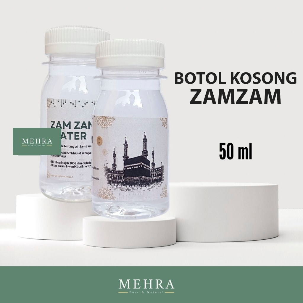 BOTOL KOSONG AIR ZAM ZAM KECIL OLEH - OLEH UMRAH / UMROG HAJI UKURAN 50 ml isi 25 pcs