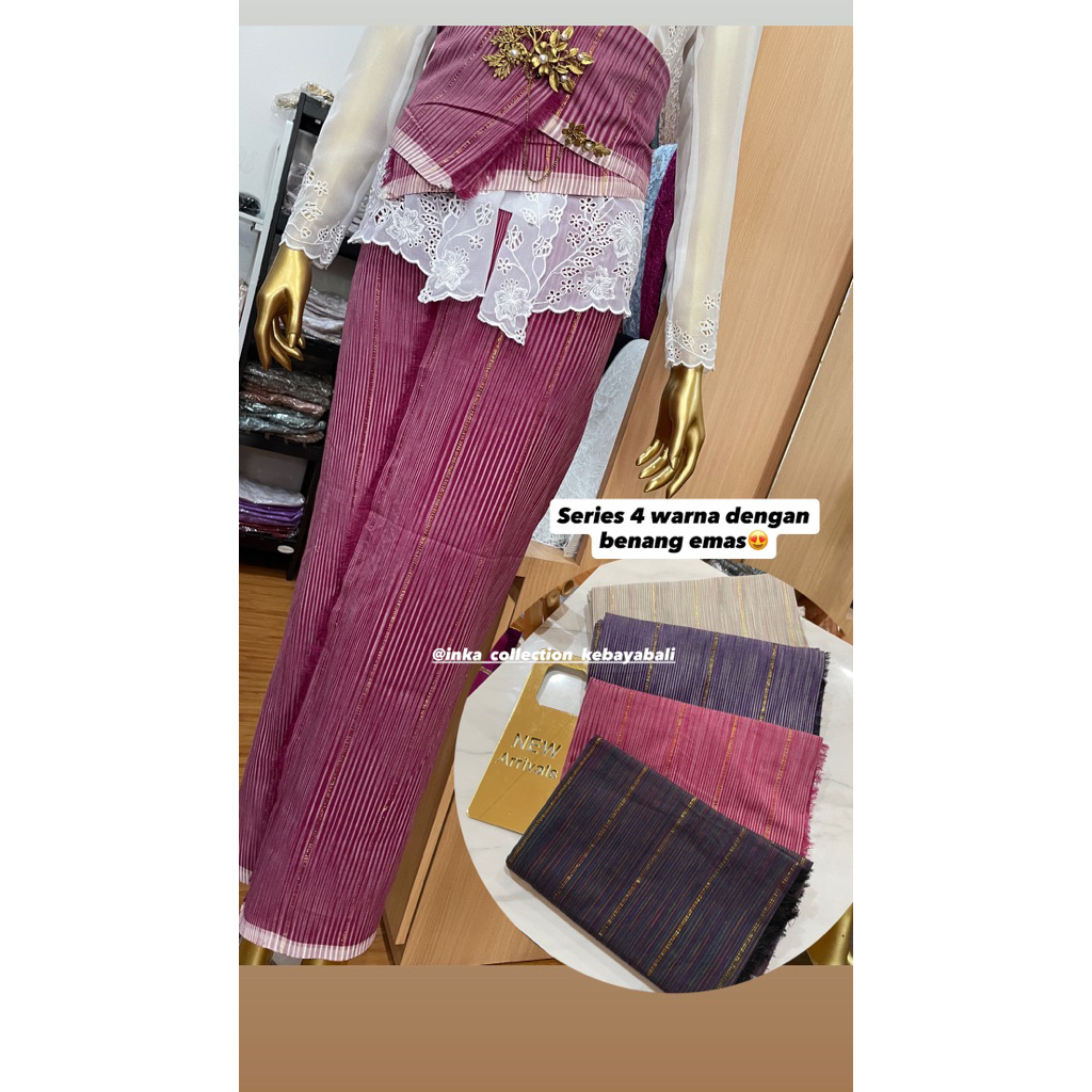 Endek Tenun Seseh Benang Emas etnik Bali set selendang