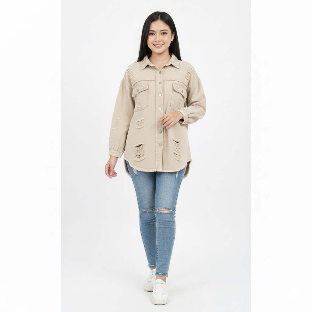 KEMEJA DENIM OVERSIZE WANITA / KEMEJA JEANS WANITA | BLOUSE JEANS WANITA
