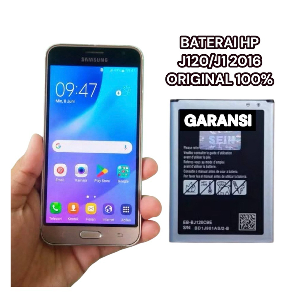 Baterai hp samsung j120/ j1 2016 original awet