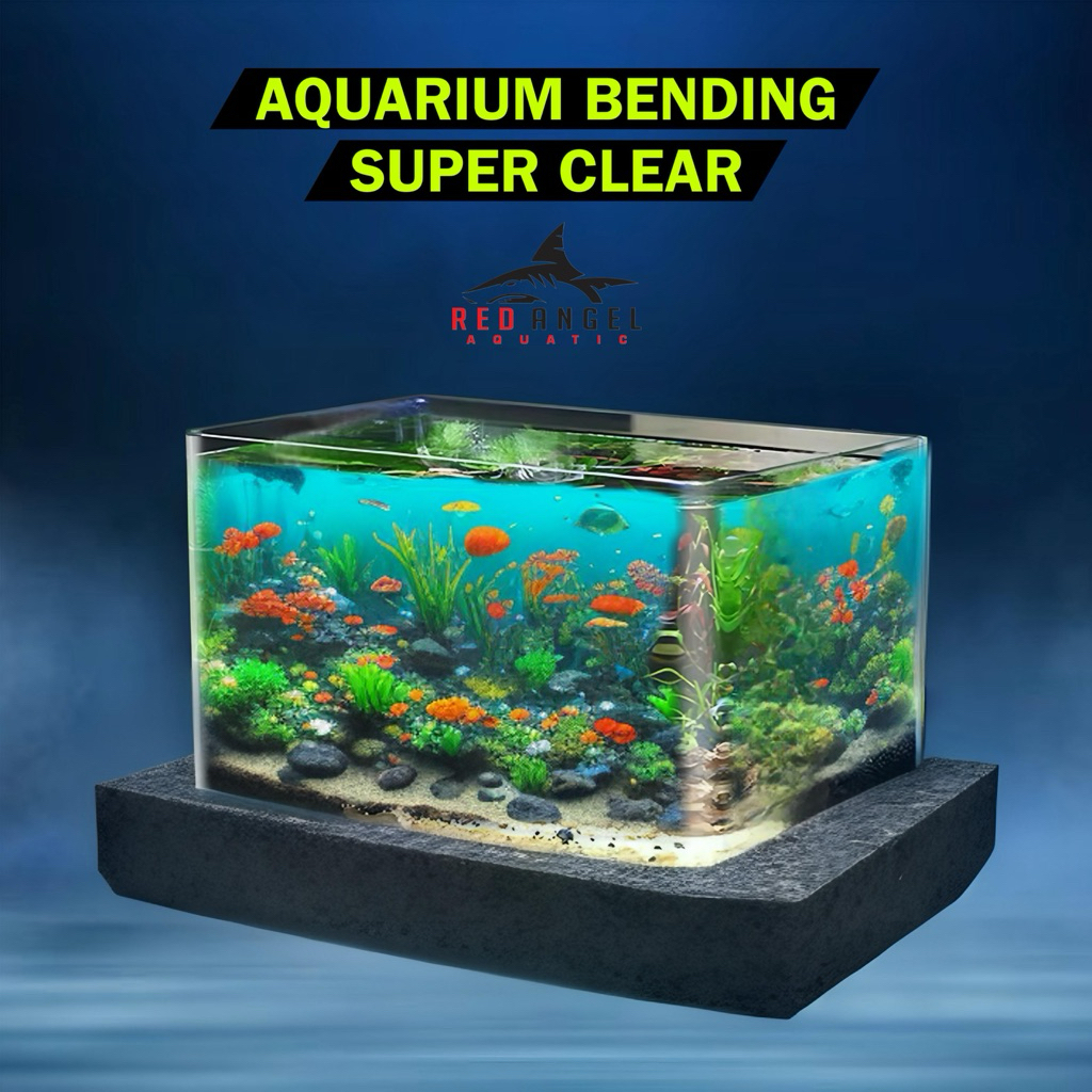(khusus cargo paking kayu+garansi refund)aquarium bending kaca melengkung super clear