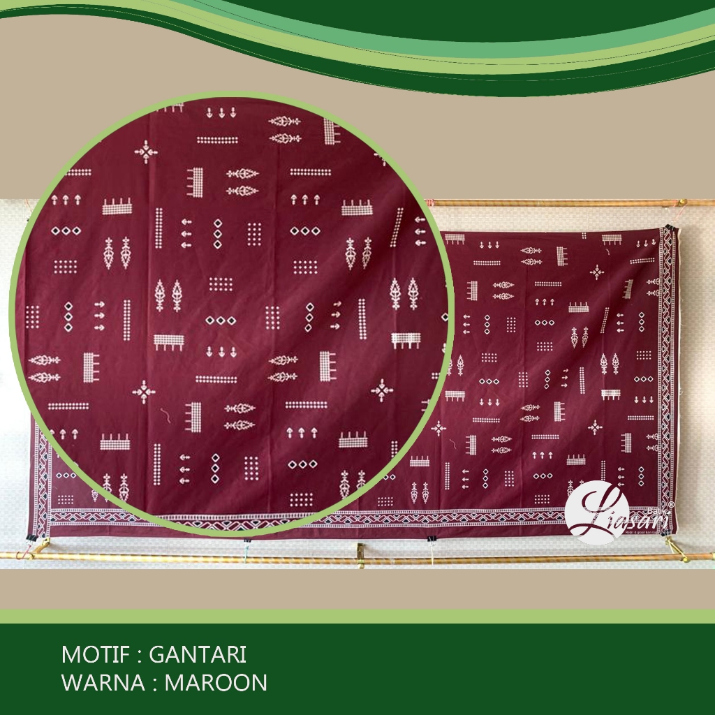 Batik Liasari - Kain Batik Katun Premium - Ecer dan Grosir - Motif Gantari Warna Maroon