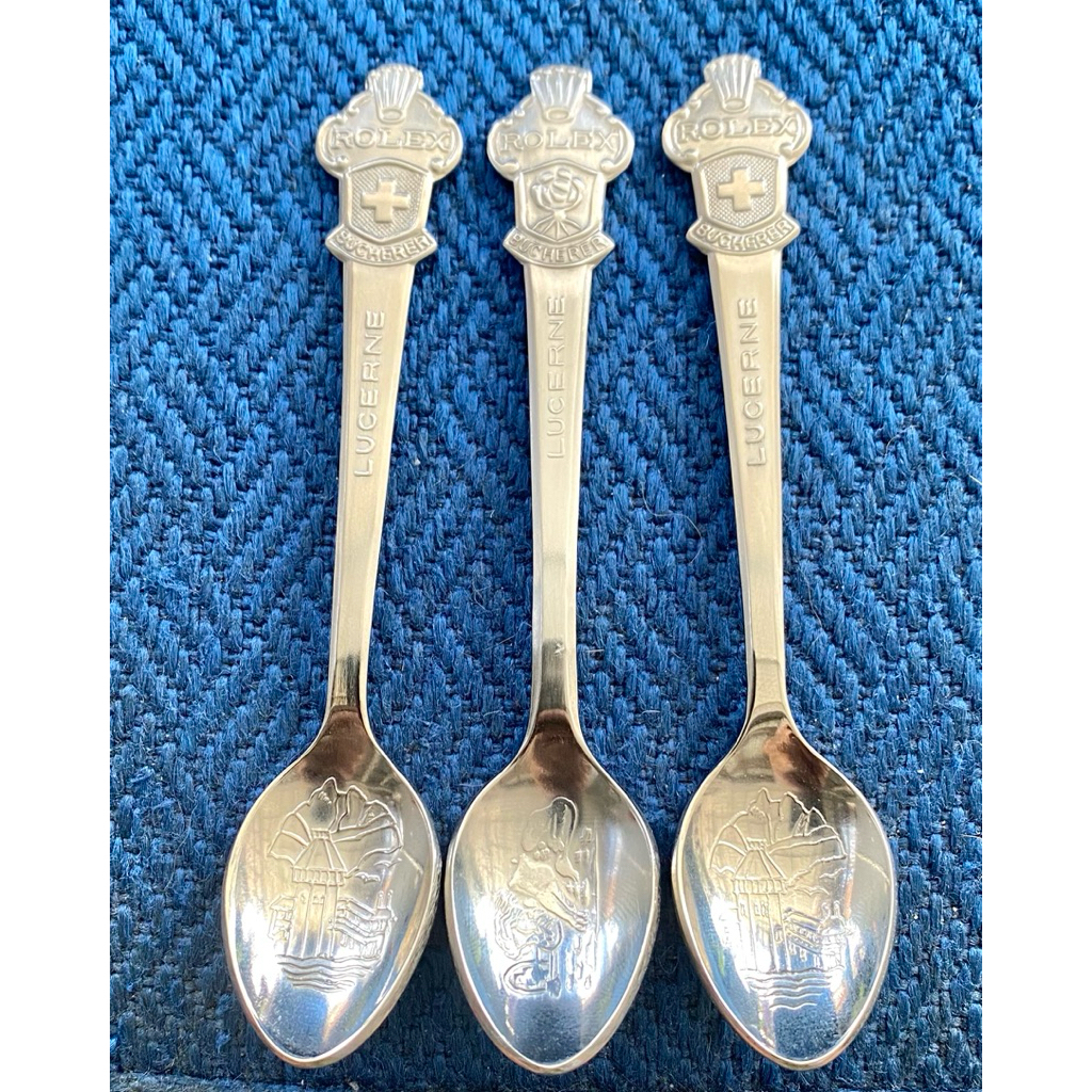 Sepasang Sendok Souvenir Lucerne Swiss “Rolex/Bucherer” - Kondisi Super Mulus