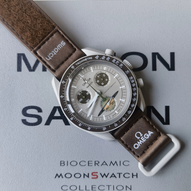 Omega & Swatch Jam Tangan Pria Bioceramic MoonSwatch Mission to Saturn