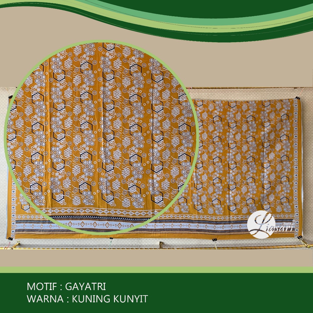 Batik Liasari - Kain Batik Katun Premium - Ecer dan Grosir - Motif Gayatri Warna Kuning Kunyit